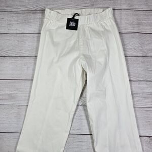 JARBO Bright White Stretch Cotton High Rise Elastic Waist Tapered Pants 10 NWT